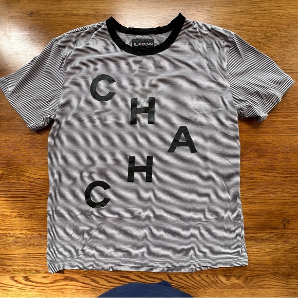 ⭐️ EllandEm Ell and Em Cha Cha Striped Black and White Graphic Tee MEDIUM - Picture 5 of 12